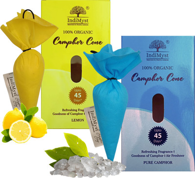indimyst Camphor Cone Combo (Lemon & Pure Camphor) - Pack of 2 Potpourri INCC13(2 x 60 g)