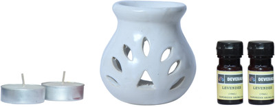 DEVERAUX lemon grass, lavender Diffuser Set whiteceremicburner(5 x 2 ml)