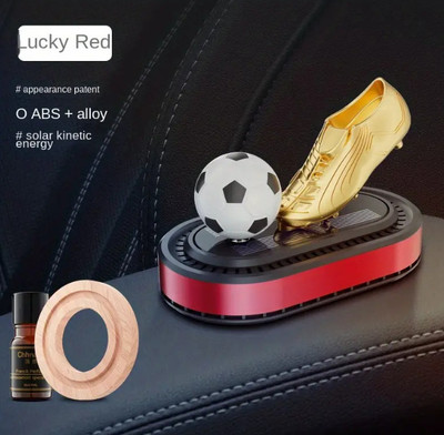 WLEWORLDLOOKENTERPRISES ™ Red Shoe With Football Solar Powered Car Perfume Diffuser/Car Dashboard, Diffuser Car Perfume Rotating Liquid Air Refresher Modern Dashboard(1.86 ml)