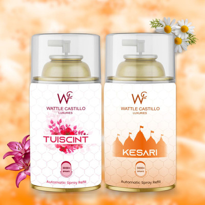 Wattle Castillo Luxuries Kesari Feel Temple Atmosphere, And Tuiscint Room Fresheners Refill, Automatic Spray, Spray 265ml Air Freshener Refilled(2 x 265 ml)