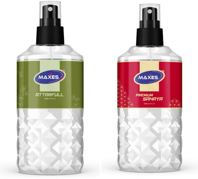 MAXES Mogra, spicy Spray MX Attarfull and Sanaya air freshener, good smell, non alcoholic(2 x 250 ml)