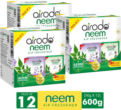 AIRODO Neem Bathroom Air Freshener Assorted Blocks|Mixed Fragrance|30 Days Long Lasting Blocks(12 x 50 g)