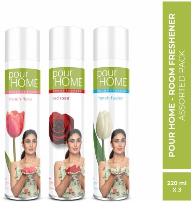 POUR HOME French Flora, Red Rose & French Fusion Spray(3 x 220 ml)