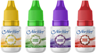 NEW WARE Air Drops Freshener For Home/Office/Bathroom, Fragrance- Lemon, Jasmin, Lavender, Rose Refill Air Drop Fresher for Home & Kitchen (Pack-4)(5ML)Each(4 x 5 ml)