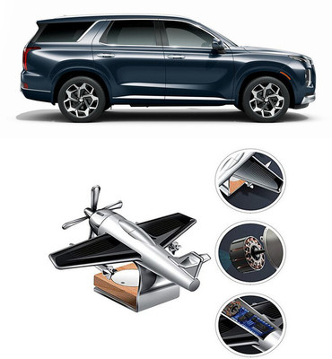 YUNEIK Car Solar Air Freshner Automatic Rotating Diffuser YK_SILVER-SINGLE-FAN-191(100 g)
