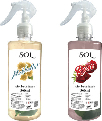 Sol Rose, Woody Spray Rose and Mukhallat Air Freshener pack of 2 - 500ml each(2 x 500 ml)