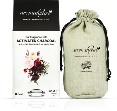 Aromahpure Premium Car Perfume Flakes with Activated Charcoal|Rose Fragrance Diffuser Rose Flakes with Activated Charcoal(100 g)