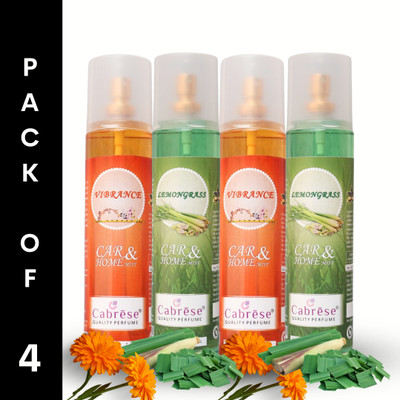 CABRESE VIBRANCE, LEMONGRASS Spray PREMIUM ROOM FRESHENERS(4 x 250 ml)