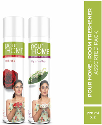 POUR HOME Red Rose & Lily of Valley Room Freshener Spray Red Rose & Lily of Valley Room Freshener Combo(2 x 220 ml)