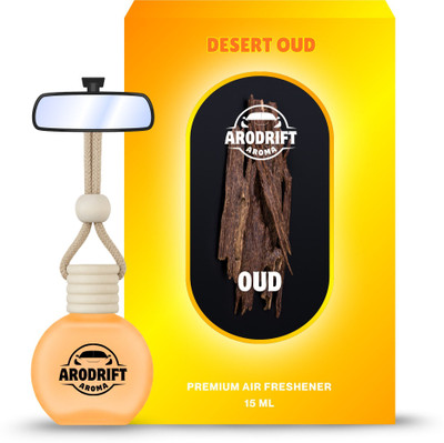 AroDrift Desert Oud Aroma Oil, Diffuser Set, Refill Premium Hanging Car Perfume Pack Of 1 Desert Oud Last Up to 30 Days Car Accessories Natural Essential Fragrance Oils in Glass Bottle with Wooden Diffuser Lid 15ML(15 ml)