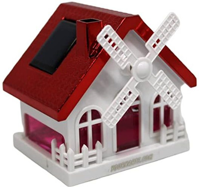 JMD GLOBAL SALES Aroma Car Freshener Diffuser Solar Power Hut shape House with Windmill Design Fan 360 Degree RedRotating Dashboard Air Freshener Perfume(108 ml)