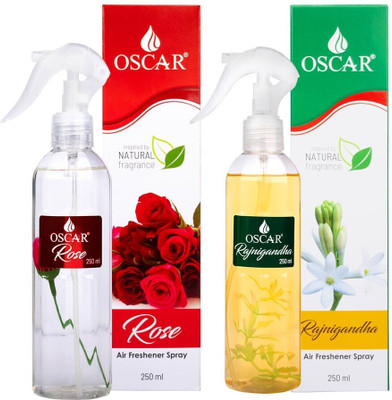 OSCAR ROOM FRESHNER ROSE AND RAJNIGANDHA Car Freshener Spray AIR FRESHNER ROSE AND RAJNIGANDHA(2 x 250 ml)