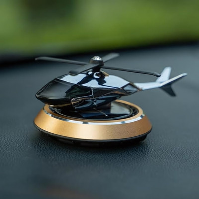 Budwill Helicopter Solar Energy Rotating Aromatherapy Aviation Al Alloy Golden Cologne Diffuser Solar Helicopter Car Air Freshner(5 ml)