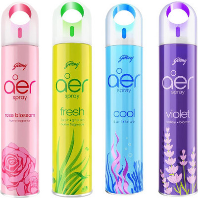 Godrej Aer Petal Pink, Lush Green, Cool Surf Blue, Violet Valley, HOME Fragrance Car Freshener Spray Aer FRESH LUSH GREEN HOME Fragrance Spray(4 x 220 ml)