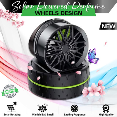 MIKANIX Solar Rotating Car Dashboard Perfume for Car Interior Decoration Accessories | Car Freshener Diffuser WHEEL-SOLAR-PERFUME-GREEN(1 Units)