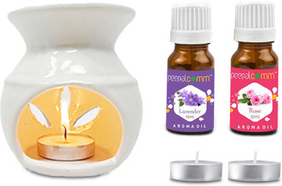 PeepalComm Ceramic White Oil Burner Diffuser With 2 candles & 2 10ml Lavender+Rose Aroma Oil, Diffuser Set Luxury Home Décor Ceramic White Oil Burner Diffuser With 2 10ml Lavender Rose Oil ( 20ml ) & 2 T-Light Candles For Home Office Hotel Nice Fragrance In Atmosphere, Perfect For Gifting Purpose W6 PeepalComm Ceramic White Oil Burner Diffuser With 2 candles & 2 10ml Lavender+Rose Aroma Oil, Diffuser Set Luxury Home Décor Ceramic White Oil Burner Diffuser With 2 10ml Lavender Rose Oil ( 20ml ) & 2 T-Light Candles For Home Office Hotel Nice Fragrance In Atmosphere, Perfect For Gifting Purpose W6