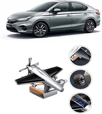 YUNEIK Car Solar Air Freshner Automatic Rotating Diffuser YK_SILVER-SINGLE-FAN-151(100 g)