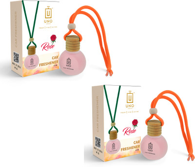 UNO AROMA Rose Fragrance Car Freshener Diffuser Car Freshener Hanging/Car Perfumes Accessories Long Lasting Good Smell Fragrance(2 x 15 ml)