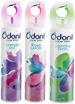 Odonil Lavender, Jasmine, Rose Car Freshener Spray Rose Jasmine & Lavender(3 x 150 ml)