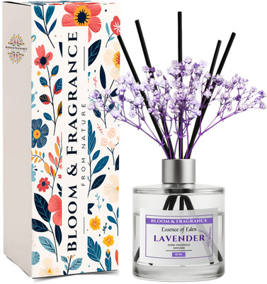Bloom &Fragrance Lavender Diffuser Set Lavender Reed Diffuser 50ml Set | Free 4 Fiber Reed Sticks | Stress Relief & Aromatherapy | Long-Lasting, Smoke-Free Air Freshener for Home, Bedroom and Office | Ideal for Gifting(50 ml)