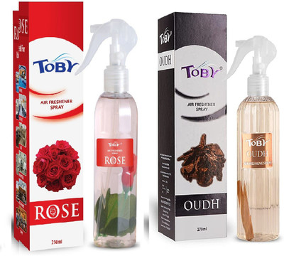 TOBY ROSE , OUDH AIR FRESHENER,250 ml each,pack of 2. Spray ROSE , OUDH AIR FRESHENER,250 ml each,pack of 2.(2 x 250 ml)