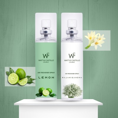 Wattle Castillo Cool Smell Lemon & Rajanigandha Air Freshener For Home, Car & Office Automatic Spray, Refill(2 x 50 ml)