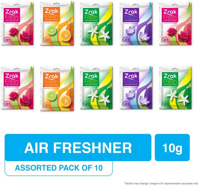 Zrak Fresh (Oranges'N'Lemons, Lovely Lavender, Refreshing Rose, Joyful Jasmine) Blocks Pocket Air Freshener For Home, Office, Car(10 x 1 kg)