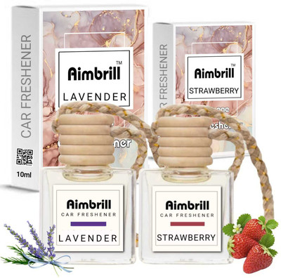aimbrill Strawberry, Lavender Car Freshener Diffuser Car Air Freshener, Lavender and Strawberry Scents, 10ml, Set of 2(2 x 10 ml)
