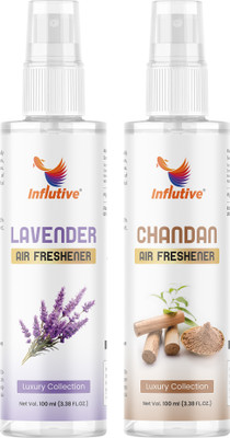 Influtive Air Freshener Original Lavender & Chandan Air Freshener For Home,Car & Office Spray Combo of 2 Air Spray- Original 100ml Each for Freshener Home, Car & Office Spray (2 x 100ml)(2 x 100 ml)