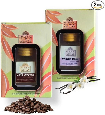 Mystical Glow Natural Diffuser Air freshener Combo Pack Cafe Aroma & Vanilla Bliss Alcohol-Free(2 x 8 ml)