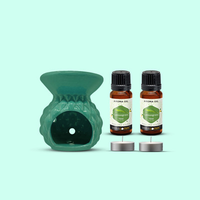 PeepalComm S2 Premium Aroma Oil Burner (Free 2 T-Light Candles & 2 Bottles Lemon Grass Oil) Aroma Oil, Diffuser Set, Refill Combo Pack -Premium Green Ceramic Aroma Oil Burner Diffuser + 2 High Scented Lemon Grass Aroma Oil ( 15ml Each ) For All Air Freshener ( 2 Small t-light candles Free )R2(30 ml) PeepalComm S2 Premium Aroma Oil Burner (Free 2 T-Light Candles & 2 Bottles Lemon Grass Oil) Aroma Oil, Diffuser Set, Refill Combo Pack -Premium Green Ceramic Aroma Oil Burner Diffuser + 2 High Scented Lemon Grass Aroma Oil ( 15ml Each ) For All Air Freshener ( 2 Small t-light candles Free )R2(30 ml)