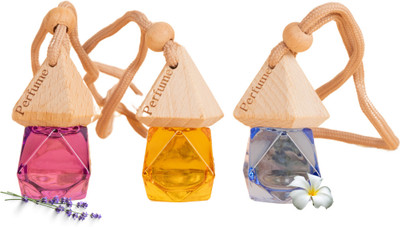 Aromigo Lavender, Jasmine, Sensual Amber Car Freshener Diffuser Car Hanging Diffuser Combo set of Lavender, Jasmine, Sensual Amber scent, Compact & Refillable Glass Bottle(3 x 10 ml)