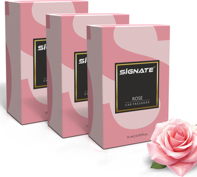 Signate Rose Aroma Oil Car Perfume Air Freshener, Long-Lasting Fragrance | Hanging pods | Odor Eliminator for Cars, Office, Home(3 x 15 ml)