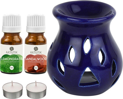 Aatiutik Lemongrass, Sandalwood Diffuser Set AT-2TL_BLUETDIF_LG_SW(5 x 4 ml)