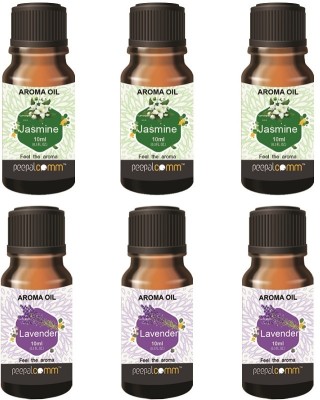 PeepalComm High Scented Aroma Oil Jasmine Lavender Fragrance Set Of 6 For All Air Freshener Aroma Oil, Refill, Diffuser(60 ml)