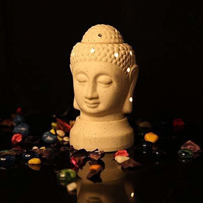 shree murti Floral Diffuser Set Electric Oil/Aroma Diffuser Set of |6 inch White Buddha Ceramic Electric Diffuser with Aroma Oil 10ml | (White 002)(1 Units)