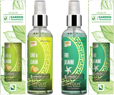 Involve Garden Fragrance Air Freshener Spray - fine Jasmine & Lime n Lemon Car Freshener Spray Garden Fragrance Air Freshener Spray for Car/Home/Office - fine Jasmine & Lime n Lemon -Combo (Pack of 2, 100ml each)(2 x 1 Units) Involve Garden Fragrance Air Freshener Spray - fine Jasmine & Lime n Lemon Car Freshener Spray Garden Fragrance Air Freshener Spray for Car/Home/Office - fine Jasmine & Lime n Lemon -Combo (Pack of 2, 100ml each)(2 x 1 Units)