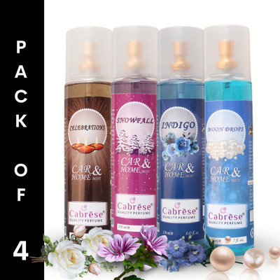 CABRESE Celebration, Snowfall, Indigo, Moondrops Spray Premium Room And Air Freshener(4 x 62.5 ml)