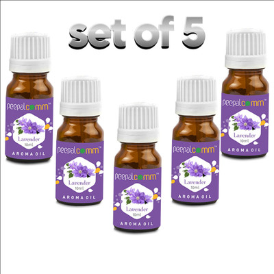 PeepalComm Premium Home Scented Air Freshner Aroma Oil for Diffuser,Home Freshener Lavender Aroma Oil Pure Aroma Oil for Diffuser Set of 5 Lavender Fragrance Scent ( 10ml Each Bottle )Best For Gifting Purpose For Any Occasion(5 x 10 ml)