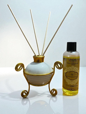 IMPERIUM AROMA Lemon Blast Reed Diffuser Set (Ceramic Pot with Golden Brass) Rattan Reeds Based Diffuser Oil 100ml, Floral Relaxing Scent for Bedroom, Living Room and Office(1 Units)