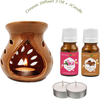 PeepalComm Ceramic Diffuser Aroma Oil Fragrance for Office Home Hotel, Sandalwood, Rose Aroma Oil(5 x 4 ml)