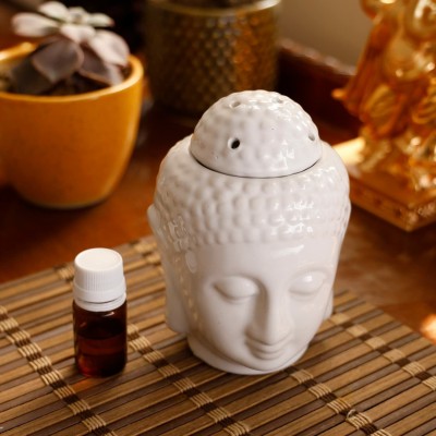 PeepalComm [Combo]V Premium Ceremic Buddha Aroma Oil Diffuser With 10 Pcs T-Light Candles,1 Aroma Oil, Diffuser Set(1 Units)