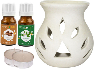 PeepalComm Jasmine, Sandalwood Diffuser Set PC-TDIFF25WHITE-2TL-SW-JAS(5 x 8 ml)