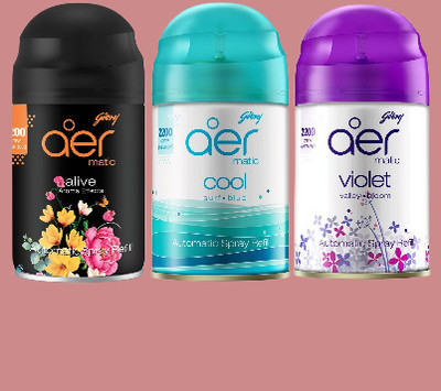 Godrej Aer Matic Cool Surf Blue | Alive | Violet Valley Bloom Room Freshner Car Freshener Refill Matic Refill-(Cool Surf Blue)+(Alive)+(Violet Valley Bloom _256(3 x 225 ml) Godrej Aer Matic Cool Surf Blue | Alive | Violet Valley Bloom Room Freshner Car Freshener Refill Matic Refill-(Cool Surf Blue)+(Alive)+(Violet Valley Bloom _256(3 x 225 ml)