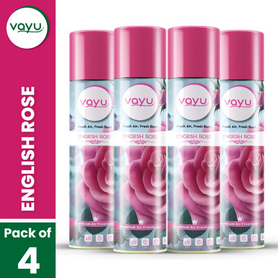 Vayu Air Freshner Room Spray English Rose Flavour (Pack of 4) Car Freshener Spray Air Freshner Room Spray(4 x 220 ml)