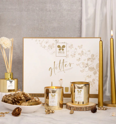 IRIS Gold Musk Fragranced Glitter Gift Box Diffuser Set Glitter Fragrance Gift Set(1 Units)