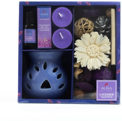 AuraDecor Lavender Diffuser Set, Aroma Oil, Diffuser, Potpourri(5 x 2 ml)