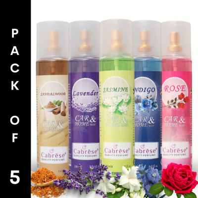 CABRESE Sandalwood, Lavender, Jasmine, Indigo, Rose Car Freshener Spray Premium Room And Air Freshener(5 x 50 ml)