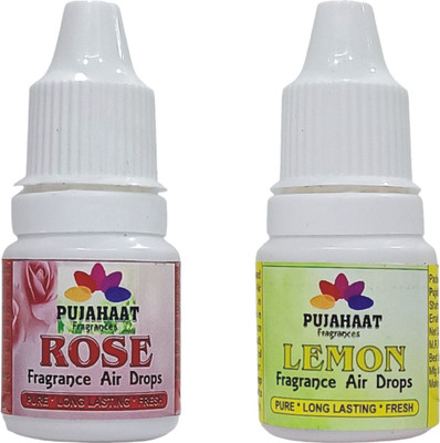 Pujahaat Lemon, Rose Aroma Oil, Fridge Freshener, Potpourri, Refill, Spray Rose Lemon Air freshner Drops(2 x 5 ml)