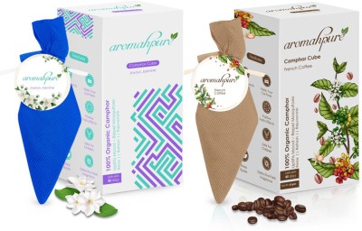 Aromahpure Camphor Cube/Cone (Jasmine+French Coffee)-Room Freshener,Bathroom,Car Freshener Blocks(2 x 1 Units)